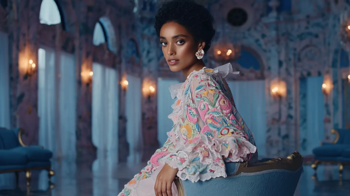 PLUSH editorial — figure beneath chandelier light, textured interior