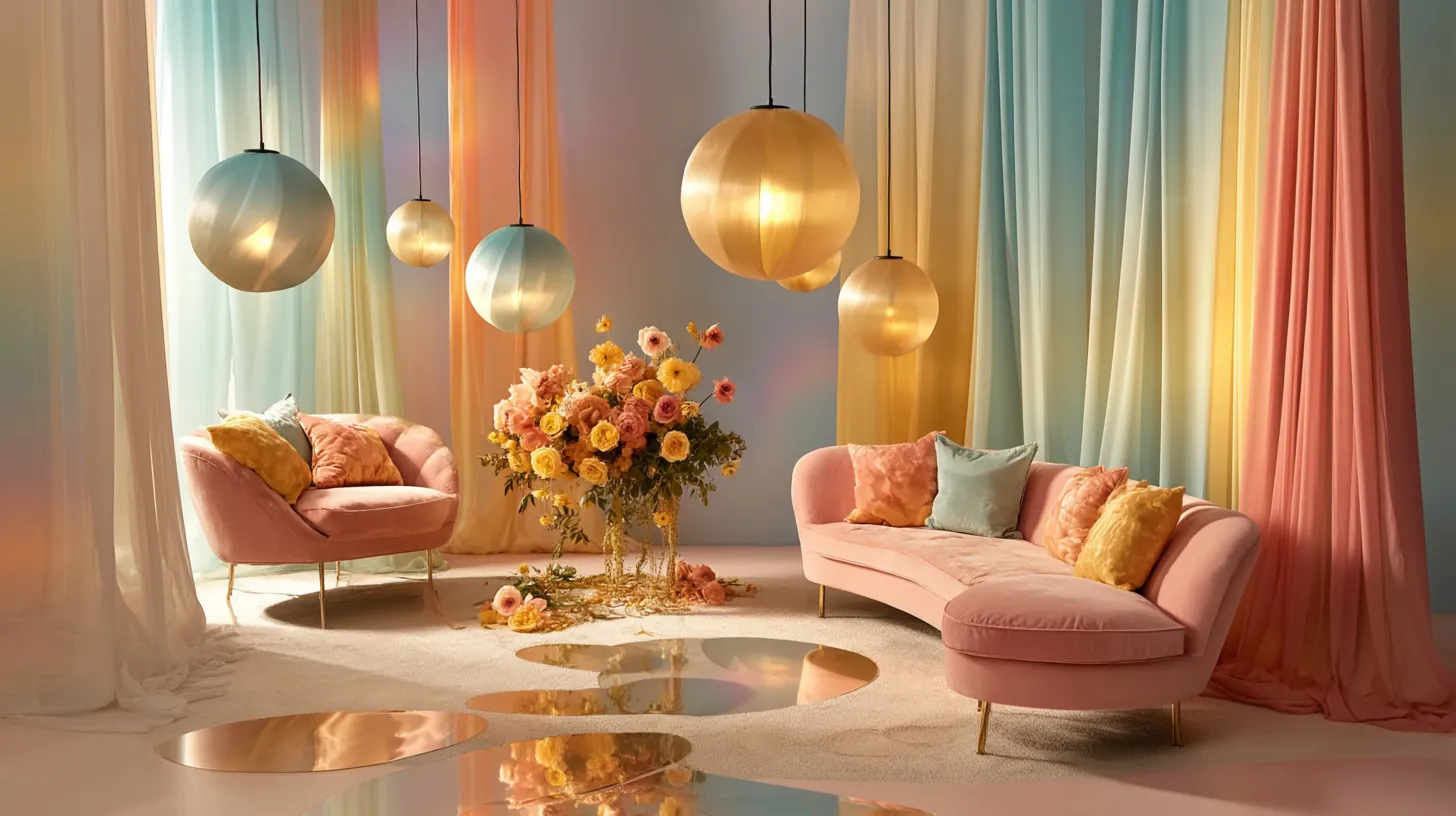 PLUSH editorial — glowing-orb lounge, model bathed in warm light
